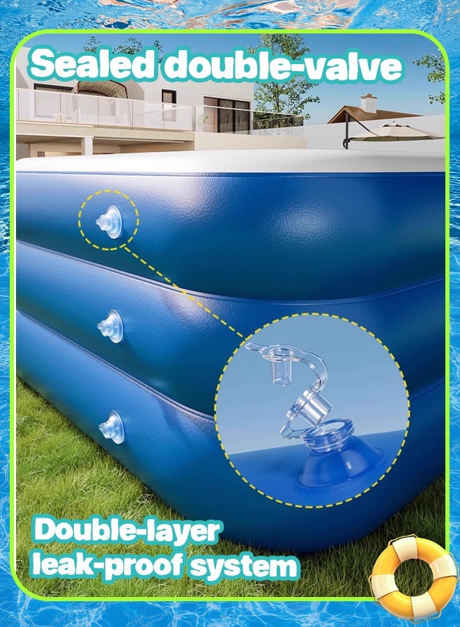 Inflatable Swimming Pool with Free Air Pump -Upgraded version - thicker and more durable- PVC Family Size Outdoor Pool for Adults  Kids, Quick Setup Backyard Summer Fun - Image 4